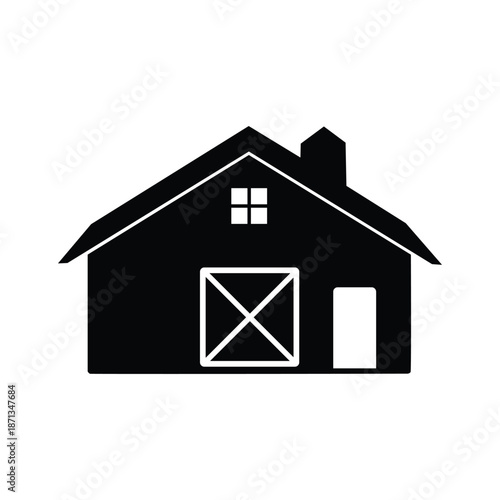 Barn Silhouette Icon Vector Illustration