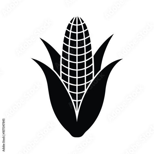 Corn Cob Silhouette Icon Vector Illustration