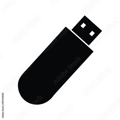 Flash Drive Silhouette Icon Vector Illustration