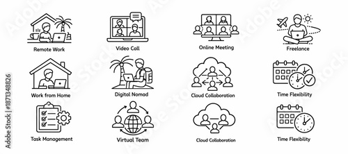 Travel and Tourism Services Line Icons Set