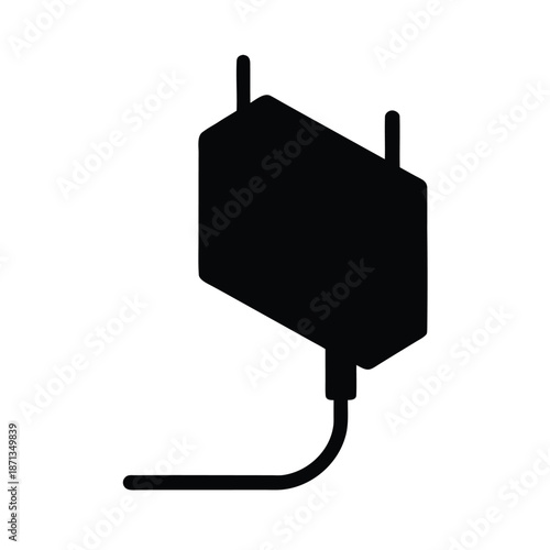 Power Adapter Silhouette Icon Vector Illustration
