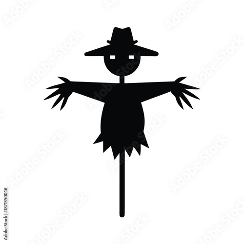 Scarecrow Silhouette Icon Vector Illustration