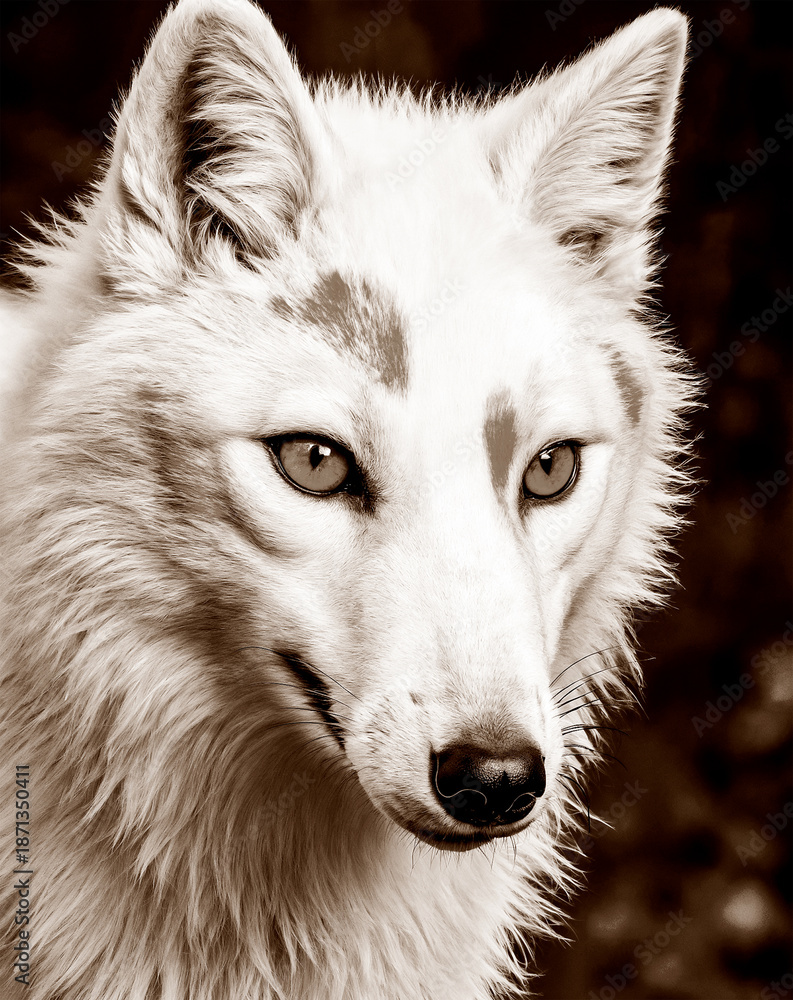Obraz premium the wolf's gaze. Oil painting (Key Chroma)