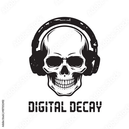 Edgy skull graphic with bold typography. Street rebel lettering with skeleton head. Gritty underground fashion element for t-shirt prints and logo art.