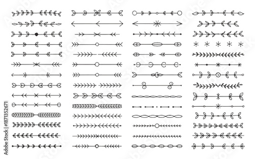 Collection of various handdrawn arrow and line designs for graphic resources