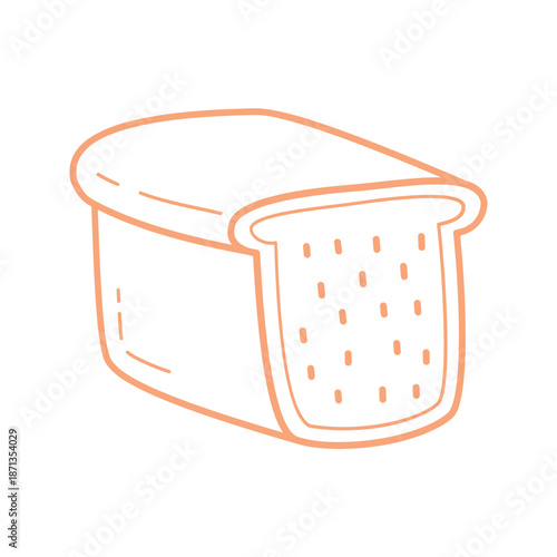 Cute Bread Slice Hand Drawn Illustration in Minimal Doodle Style
