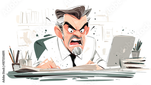 Angry Boss Businessman Vector Isolated Angry Expression