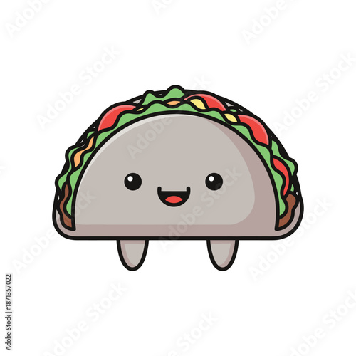 Cute Cartoon Taco Character Illustration