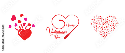 Illustration of valentines day heart icons with love symbols and romantic designs
