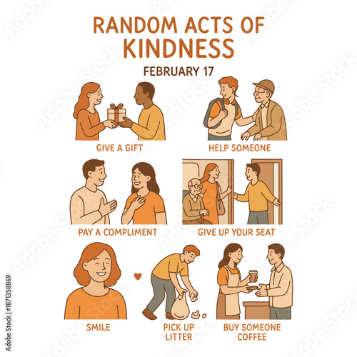 Random Acts of Kindness Day Celebration February 17 Vector Illustration