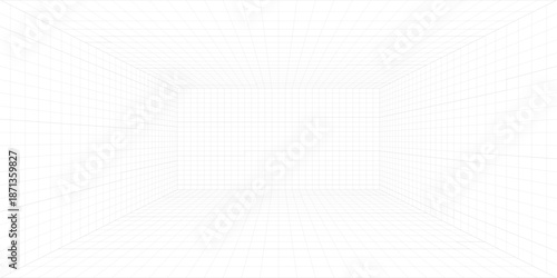 Perspective grid background 3d Vector illustration. Interior design Model projection background template. Line one point perspective. eps10