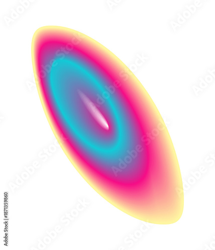 Isolated Gradient Shape. Holographic Blob For Collage Or Sticker. Abstract Element on Transparent Background. Cutout. Bright Rainbow Colors. Pink, Blue, Yellow And Green Gradient Shape.