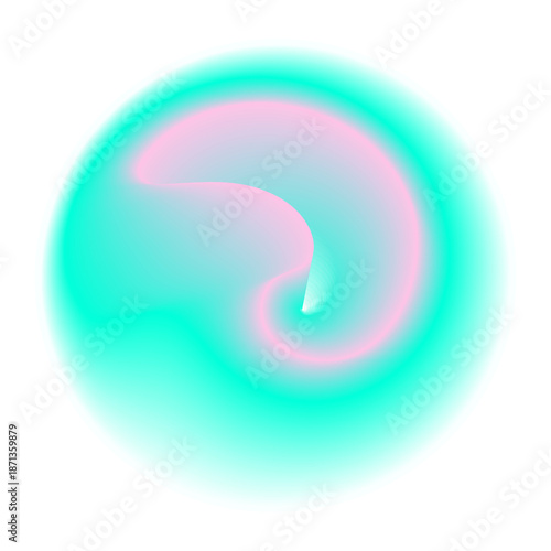 Isolated Gradient Shape. Holographic Blob For Collage Or Sticker. Abstract Element on Transparent Background. Cutout. Bright Rainbow Colors. Pink, Green And Turquoise Gradient Shape.