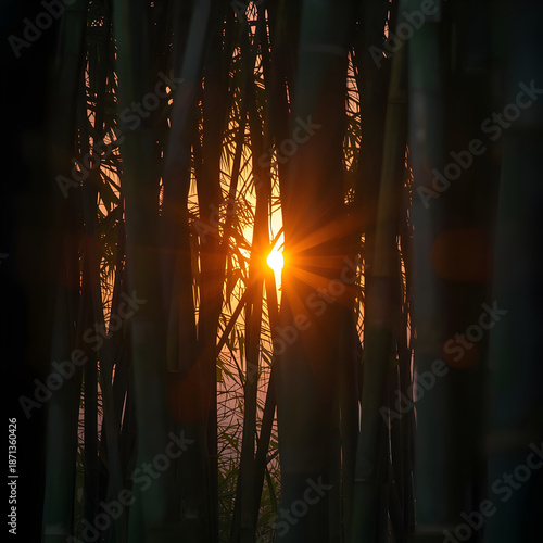 Golden Light Between the Bamboo Where Sunlight Finds Silence