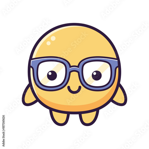 Yellow Blob Character with Glasses Illustration