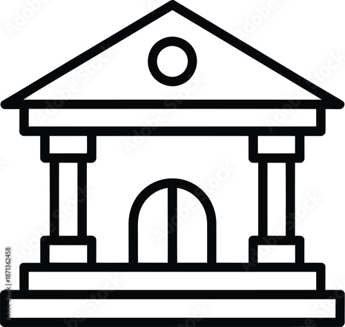 Simple line art icon representing a classical building facade suitable for financial or governmental website headers.