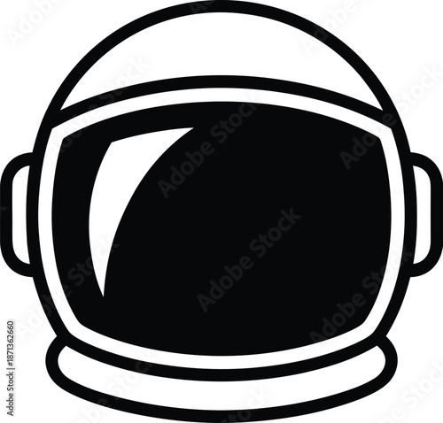 Astronaut helmet front view showing a reflective visor and clear outline against a white background.