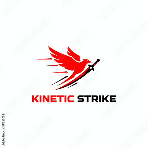 Dynamic red bird logo clutching a sword, representing speed, precision, and competitive spirit
