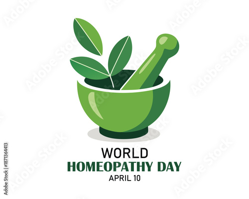 World Homeopathy day is celebrated annually on April 10th. the day is a celebration of both homeopaths and those who have been healed with homeopathy. Vector illustration.