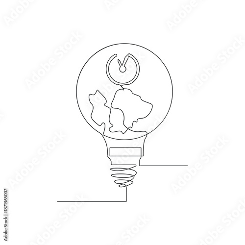 Earth Hour minimalist one-line art for environmental awareness