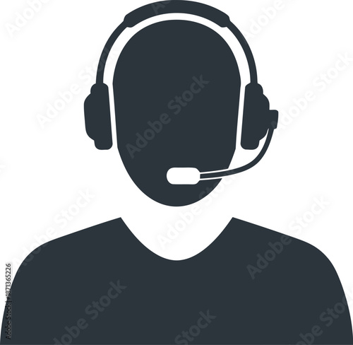 Customer service operator icon with headset and microphone representing support and communication role