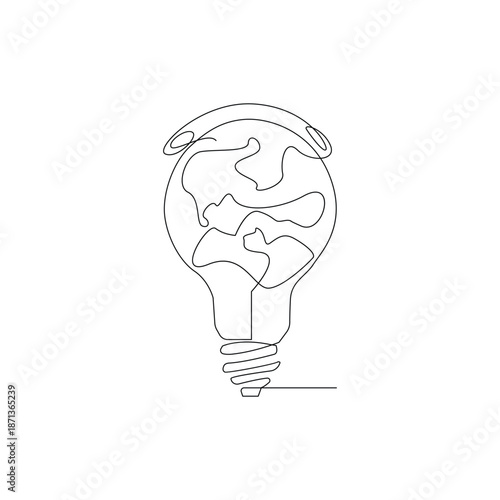 Earth Hour minimalist one-line art for environmental awareness