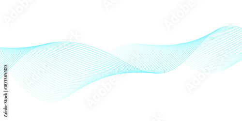 Futuristic abstract wave line design featuring blue cyan sinusoidal curves on white and flowing sound wave mesh on black, illustrating digital frequency motion and modern technology line art.