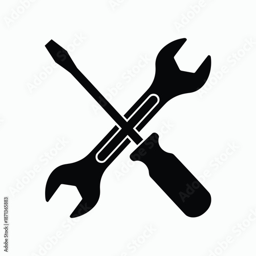 Crossed tools ready for repair isolated on white background, Vector, illustration