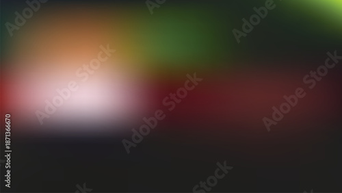 Abstract blurred vector background with red green and dark tones featuring bright light spot