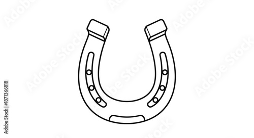 Classic iron horseshoe symbol for good luck and protection shown in a clean black and white line art drawing for western and ranch themes.