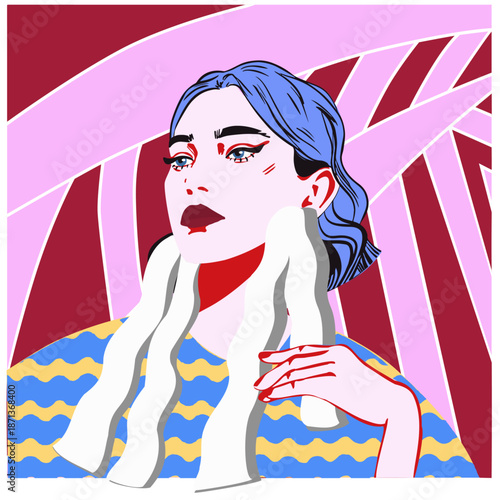 A beautiful girl as a symbol of the aquaris zodiac sign. Aquaris symbol. Vector illustration. Colorful illustration. Fashion illustration.