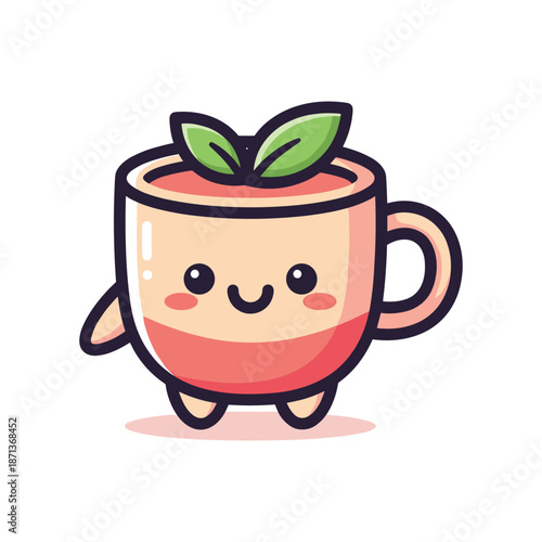 Cute Cartoon Tea Cup Character Illustration