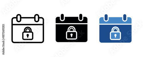 Calendar app icons with lock symbol in black and blue