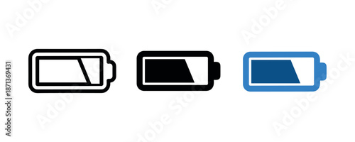 Set of three battery icons showing different power levels
