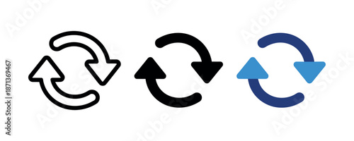 Set of circular arrows with variations in design and color