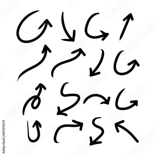 Black hand drawn Arrow symbol icon isolated on white background.Vector illustration