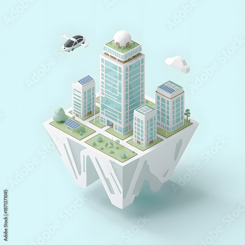 isometric illustration of a futuristic smart city