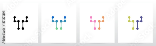 Lines Dots Abstract Organic Shape Letter Initial Logo Design T