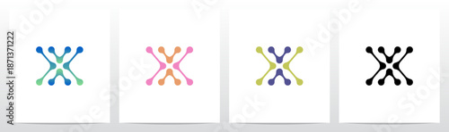 Lines Dots Abstract Organic Shape Letter Initial Logo Design X