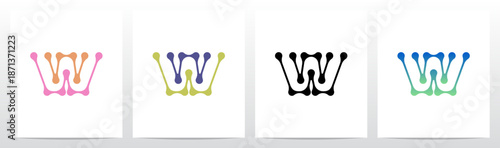 Lines Dots Abstract Organic Shape Letter Initial Logo Design W