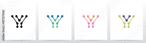 Lines Dots Abstract Organic Shape Letter Initial Logo Design Y