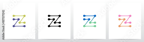 Lines Dots Abstract Organic Shape Letter Initial Logo Design Z