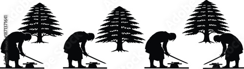 Tropical fishing silhouette, fisherman with rod, island life, palm trees, big fish, coastal scene, traditional fishing, bucket, hat, coconut