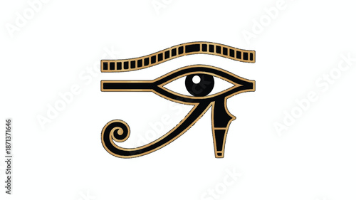 Egyptian eye of Horus symbol with gold outline