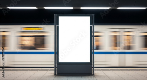 Blank Billboard Stand Mockup For Marketing Campaign In Urban Subway Station Environment