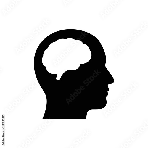 Silhouette of a Human Head with Visible Brain Illustration