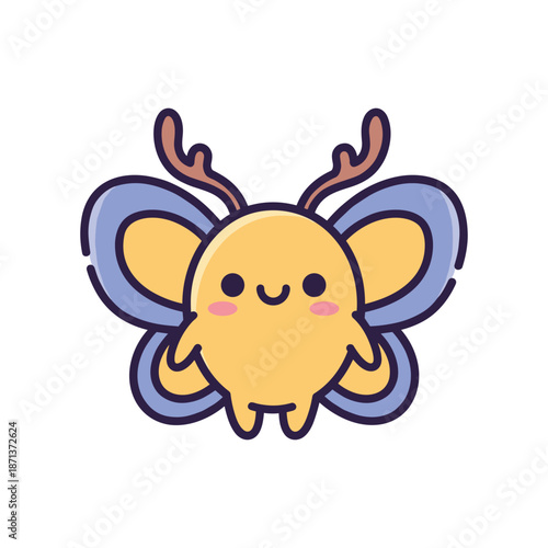 Adorable Cartoon Axolotl with Antlers Vector Illustration