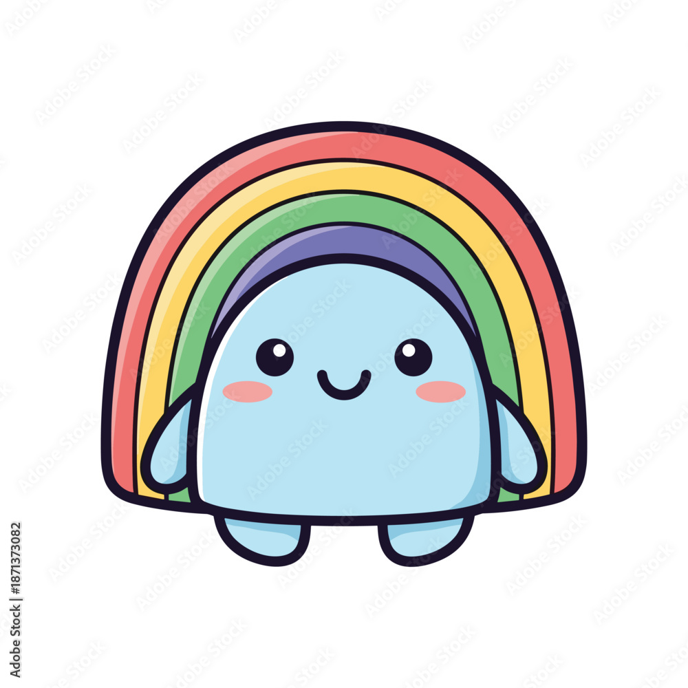 Obraz premium Adorable Cartoon Character with Rainbow - Vector Illustration