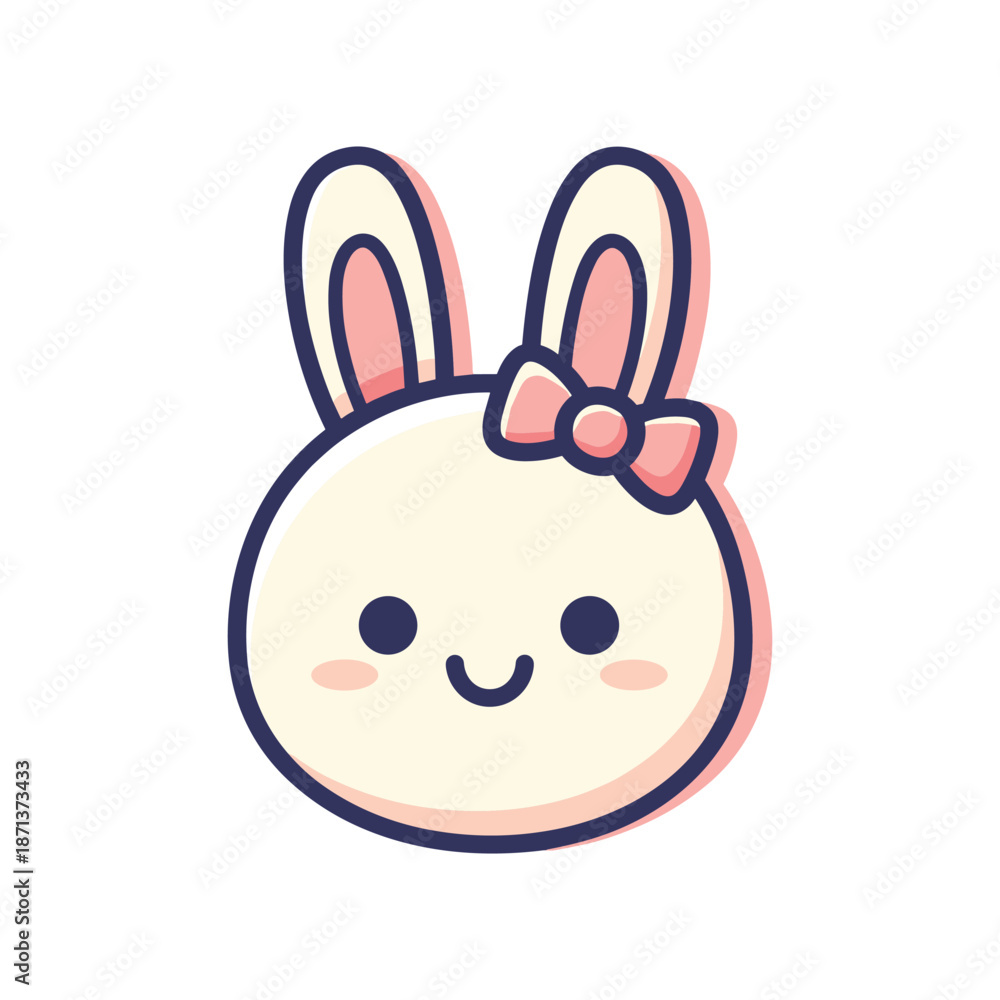 Obraz premium Adorable Cartoon Bunny Head Illustration