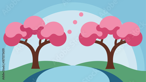 Cherry blossoms by the river